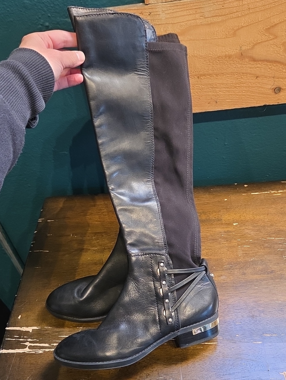 Vince Camuto Size 5.5 Black Women's Knee-High Leather Boots NEW